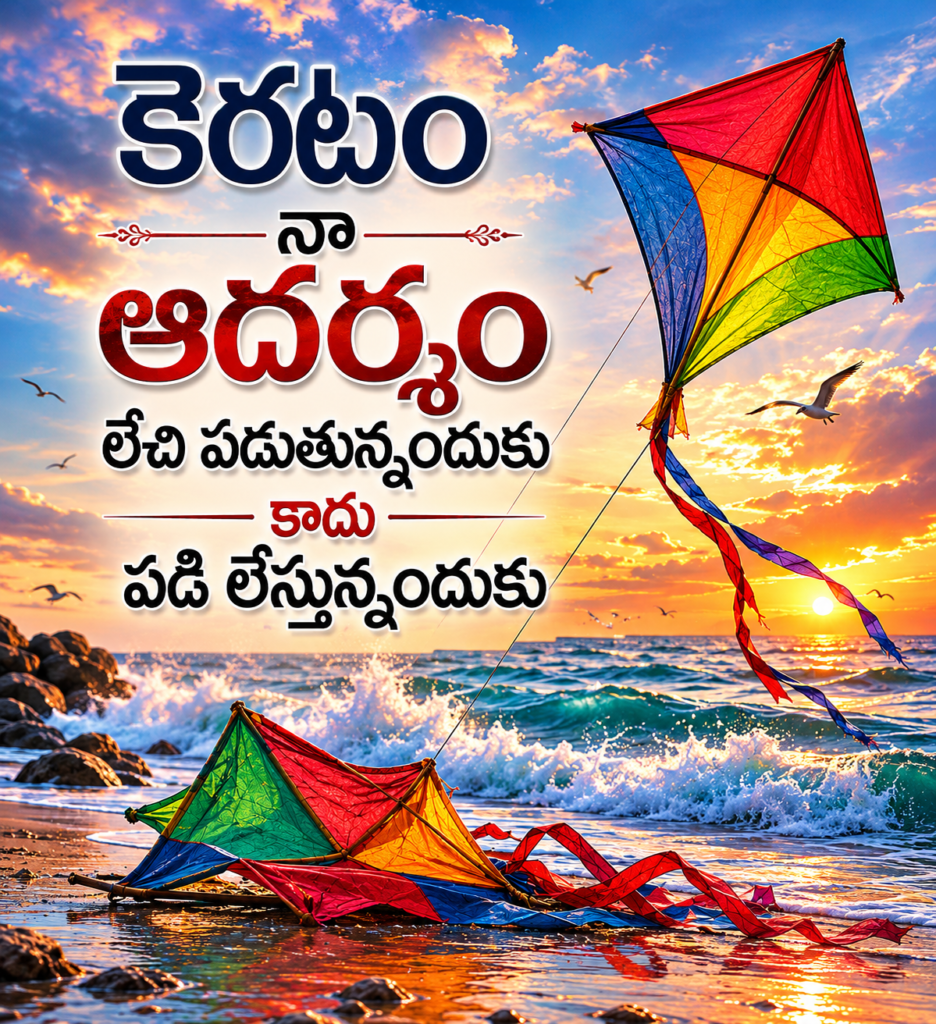 కెరటం నా ఆదర్శం లేచి పడుతున్నందుకుకాదు పడి లేస్తున్నందుకు
