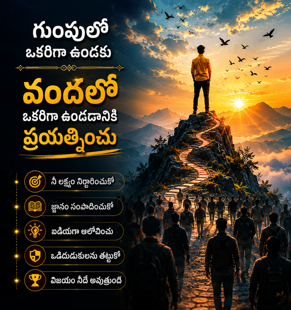 గుంపులో ఒకరిగా ఉండకు వందలో ఒకరిగా ఉండడానికి ప్రయత్నించు
